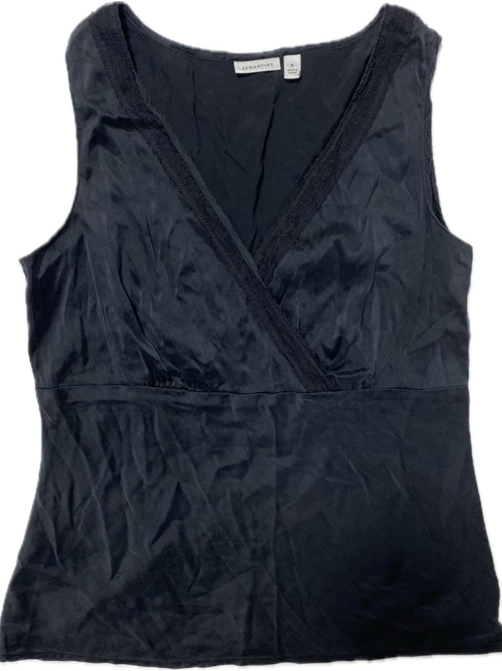 Semantiks Black V-Neck Wrap-Style Tank Top